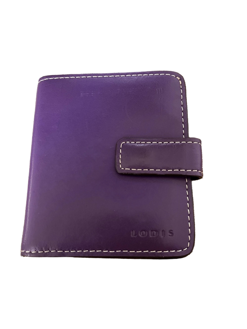 Lodis Petite Purple Leather Card Organizer Wallet Snap Closure Coin Pocket